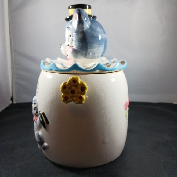 Vintage 1950s kitschy Mouse Themed Lidded Cookie Jar - Picture 11 of 13